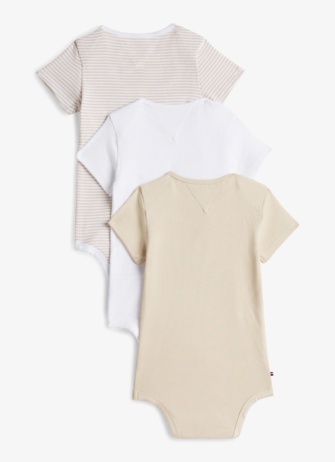 Tommy Hilfiger Romper met logo in 3-pack - achterkant 2 beige