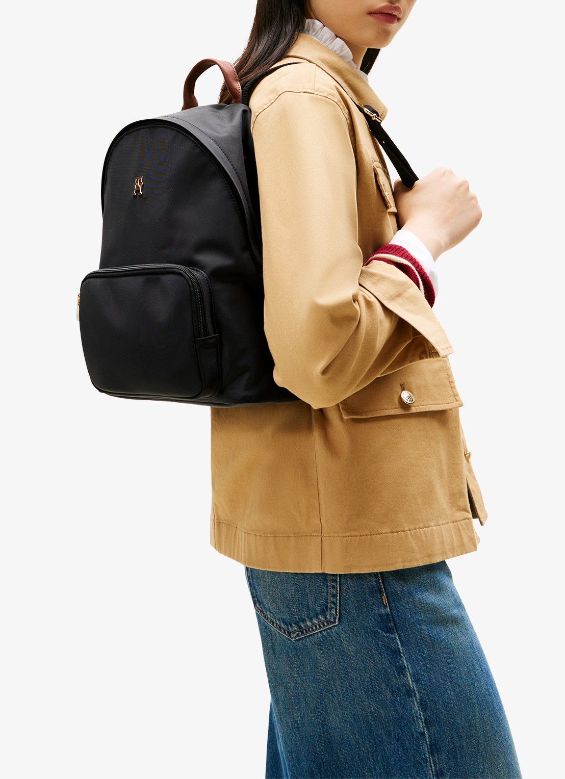 Tommy Hilfiger Rugzak met logo met laptopvak - voorkant 2 zwart