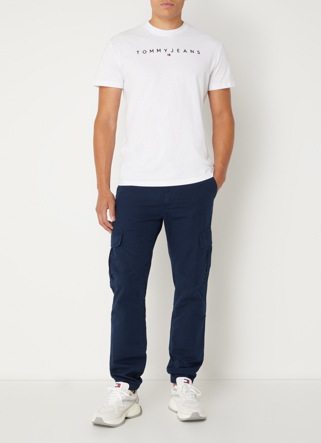 Tommy Hilfiger Ryan tapered fit chino met steekzakken - voorkant 5 donkerblauw