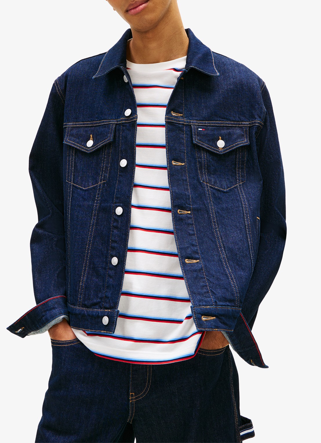 Tommy Hilfiger Ryan Trucker spijkerjas met steekzakken - detail 4 donkerblauw