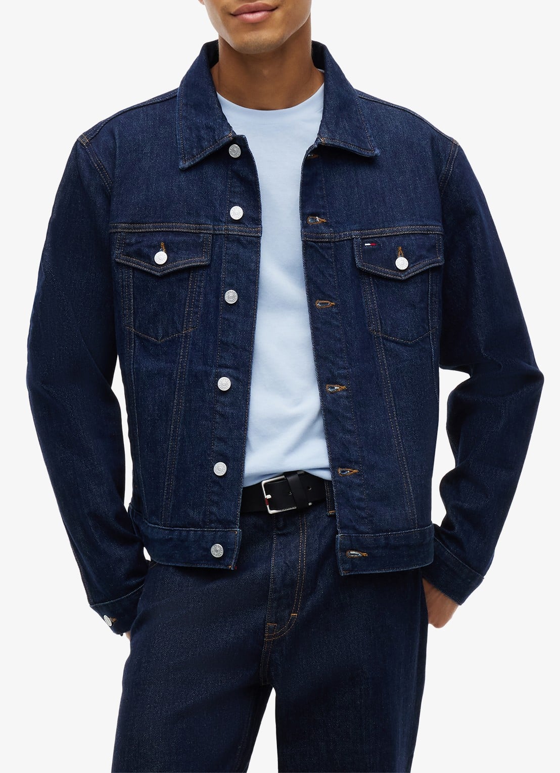 Tommy Hilfiger Ryan Trucker spijkerjas met steekzakken - detail 4 donkerblauw