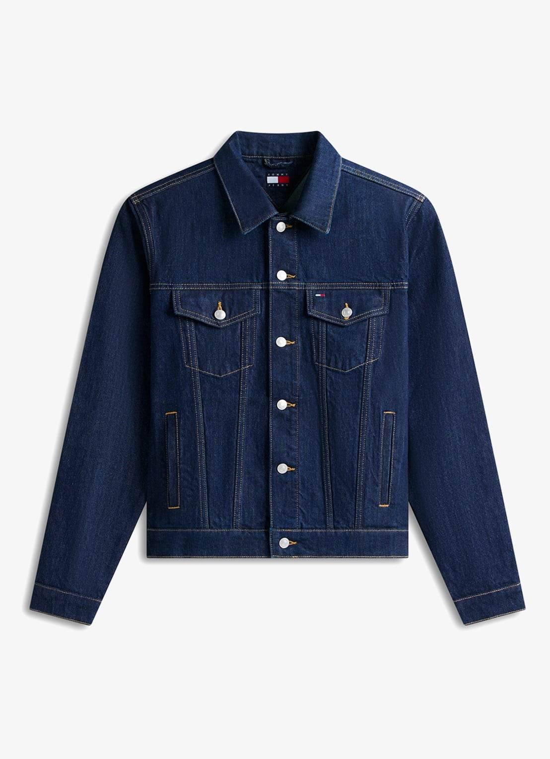 Tommy Hilfiger Ryan Trucker spijkerjas met steekzakken - voorkant donkerblauw