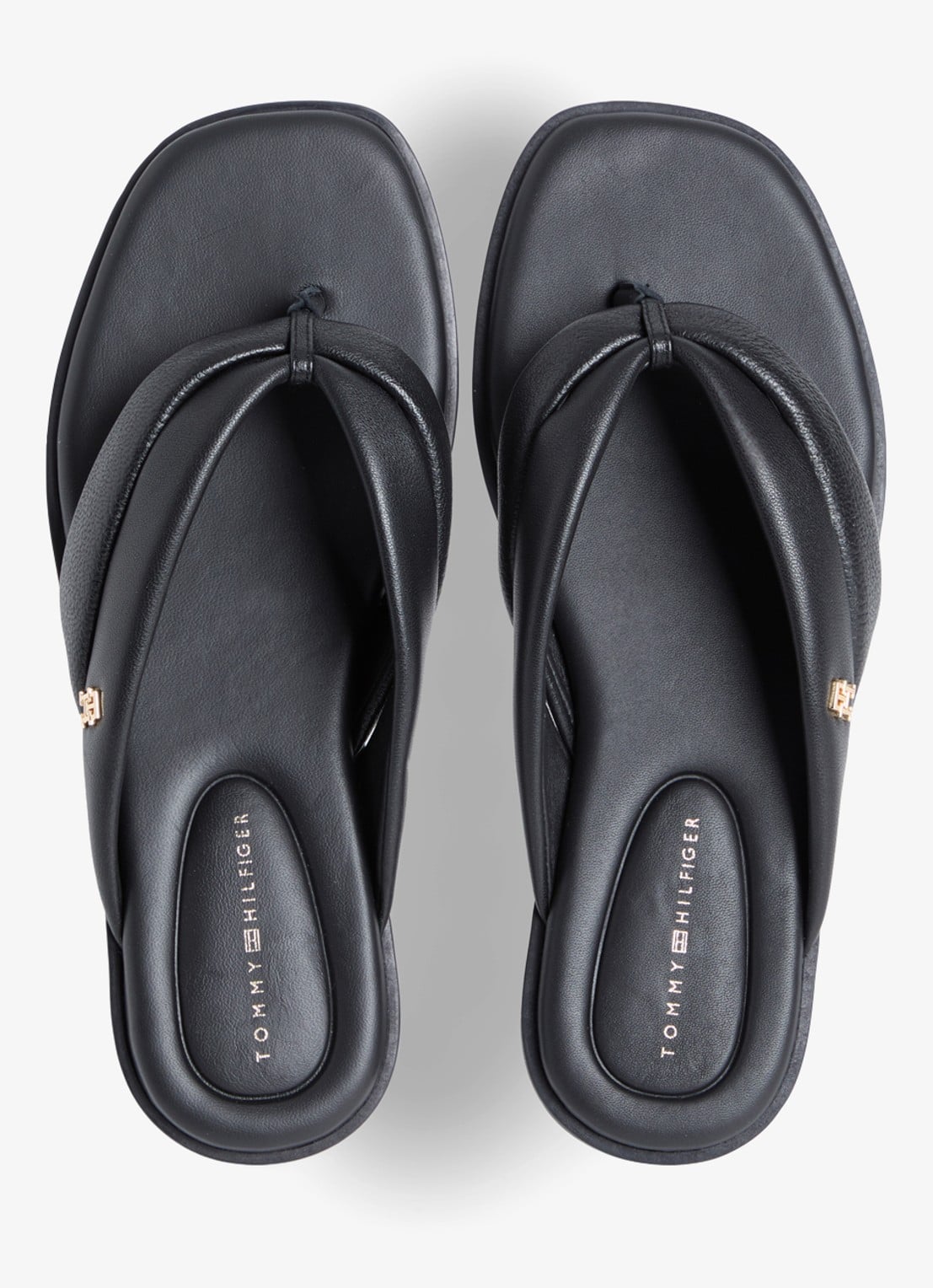 Tommy Hilfiger Sandaal van leer met logo - detail 3 zwart