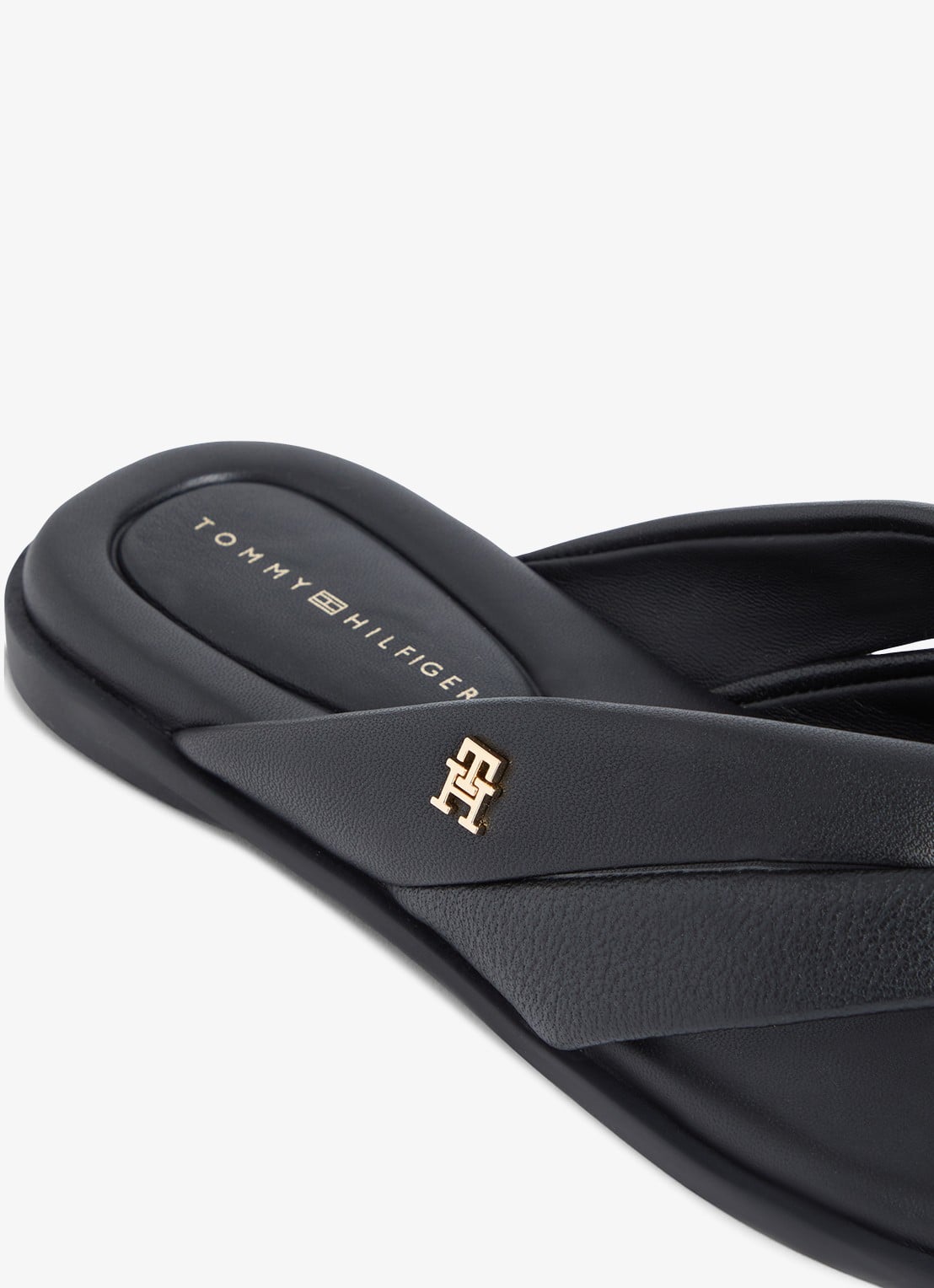 Tommy Hilfiger Sandaal van leer met logo - detail 5 zwart