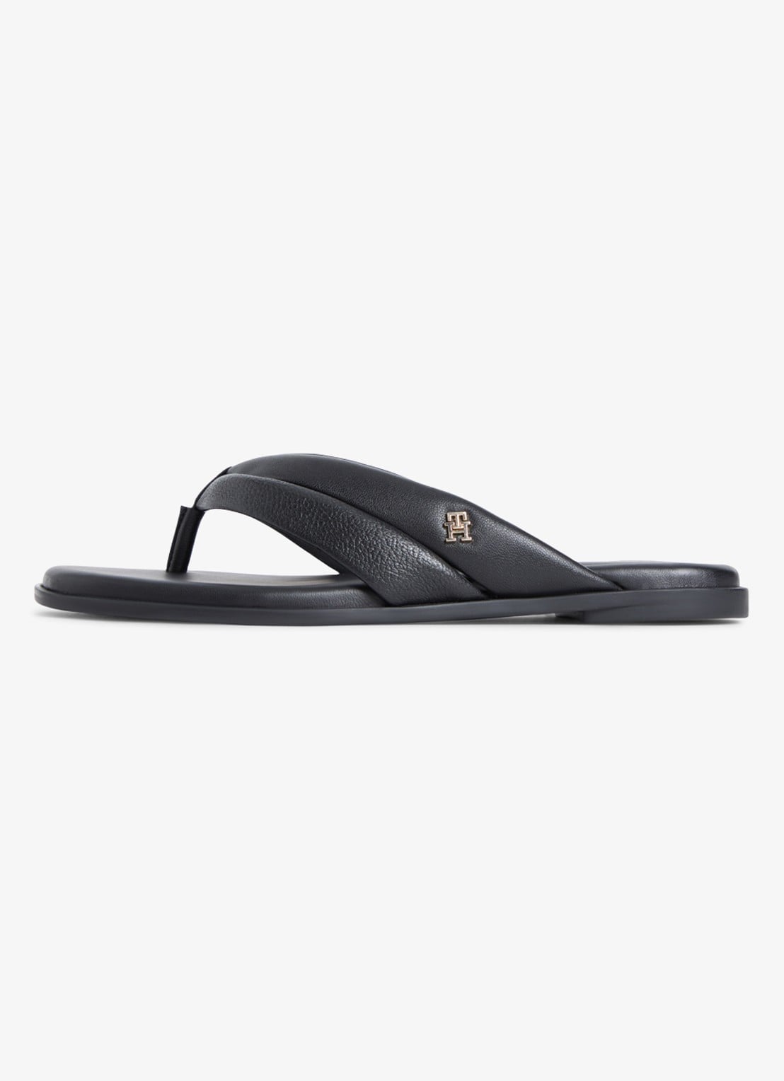 Tommy Hilfiger Sandaal van leer met logo - voorkant 6 zwart