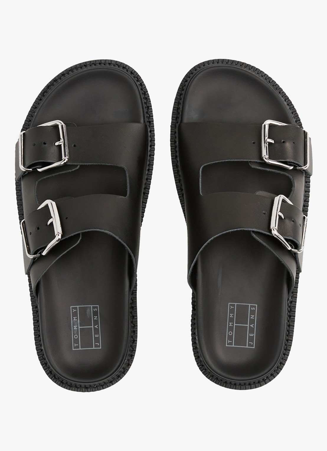 Tommy Hilfiger Sandalen van leer - detail 2 zwart