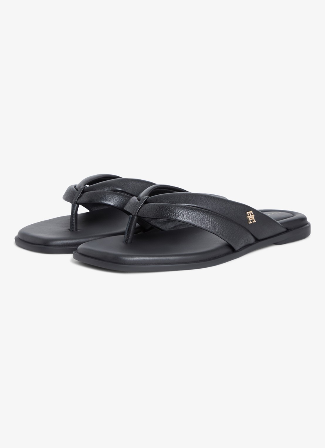 Tommy Hilfiger Sandalen van leer - detail 2 zwart