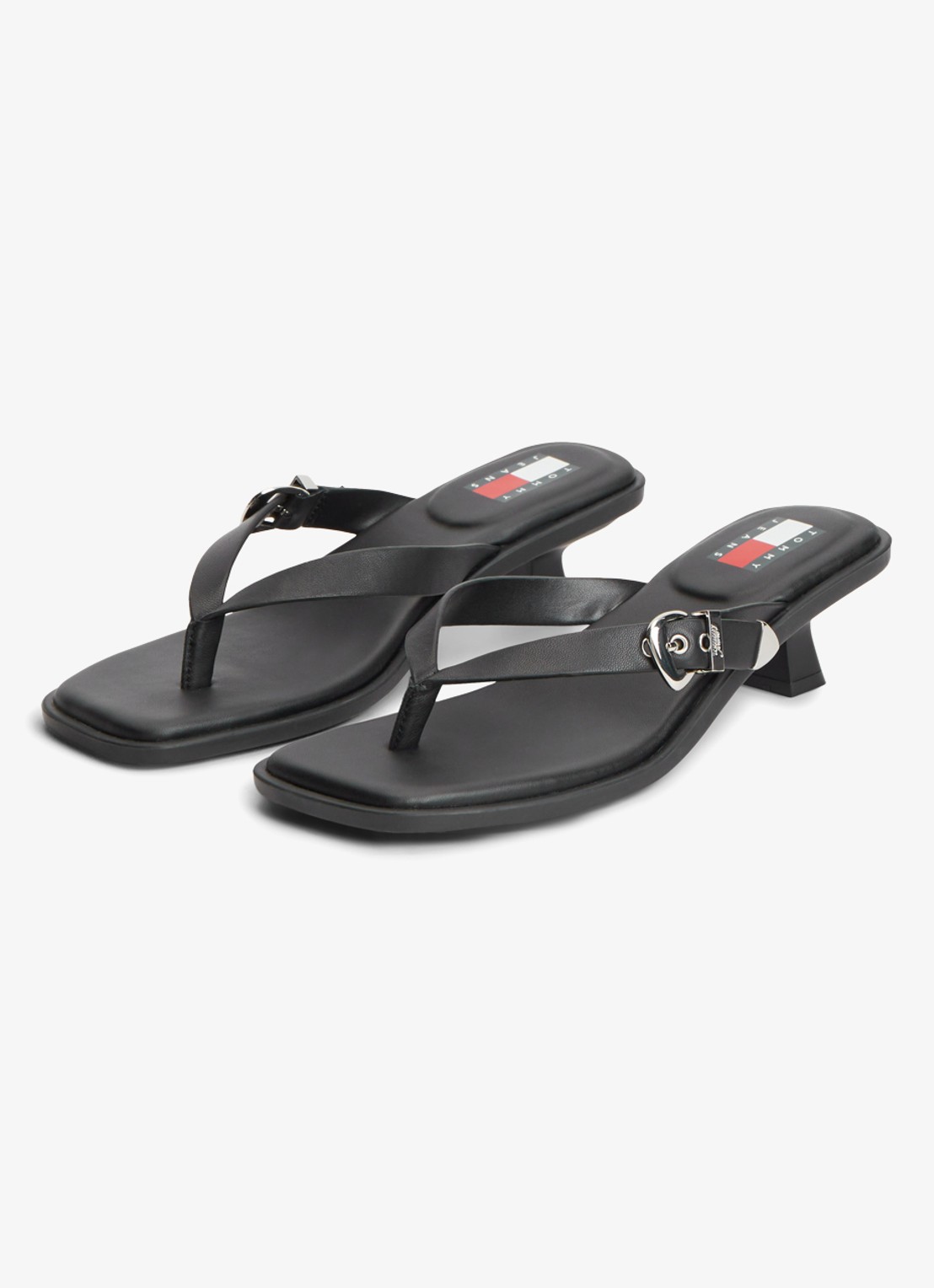 Tommy Hilfiger Sandalette van leer - detail 4 zwart