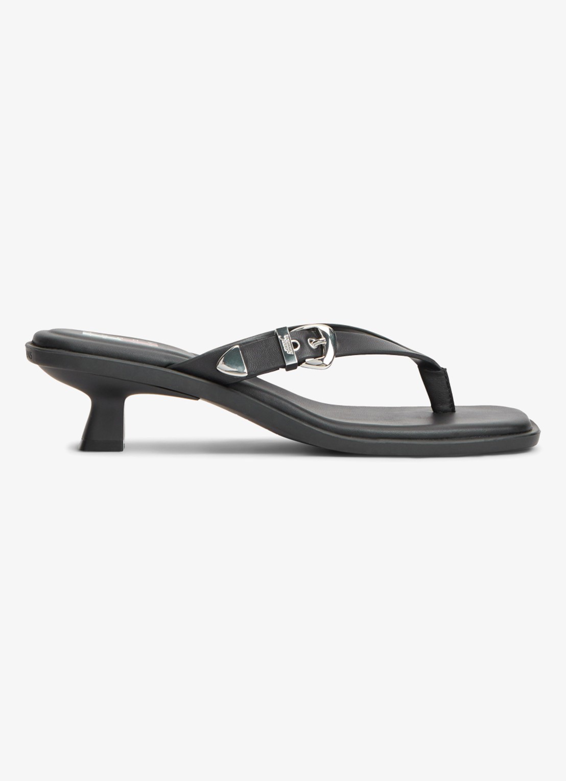 Tommy Hilfiger Sandalette van leer - voorkant 2 zwart