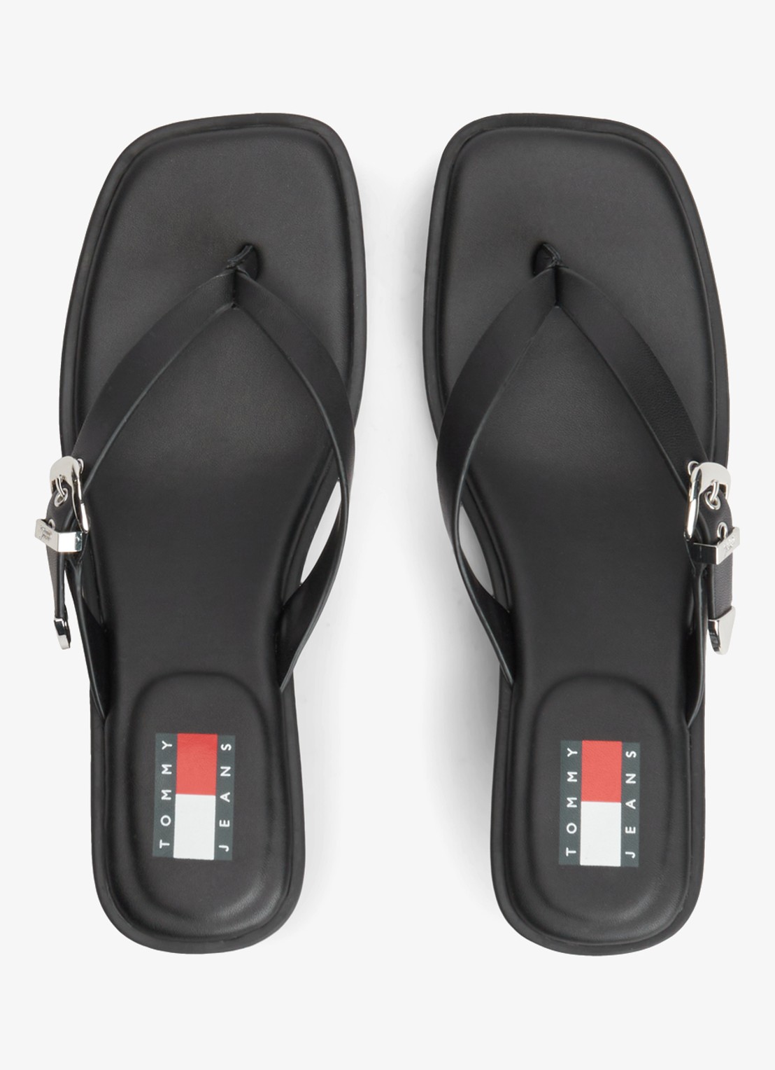 Tommy Hilfiger Sandalette van leer - voorkant 3 zwart