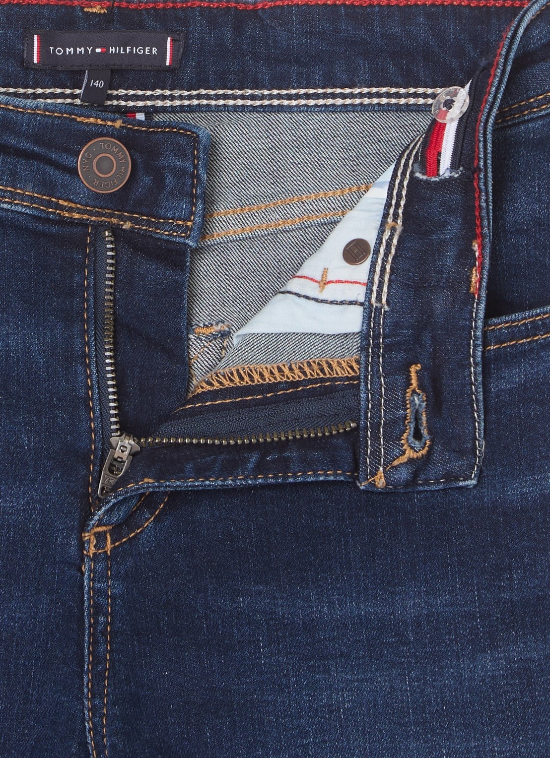 Tommy Hilfiger Scanton slim fit jeans met donkere wassing  - detail indigo