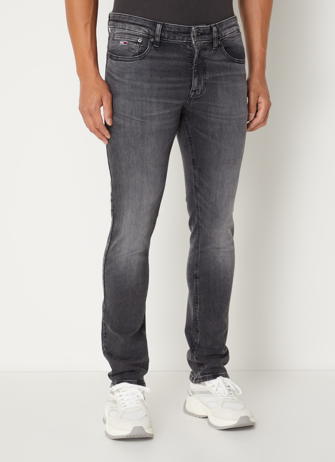 Tommy Hilfiger Scanton slim fit jeans met gekleurde wassing - detail middengrijs
