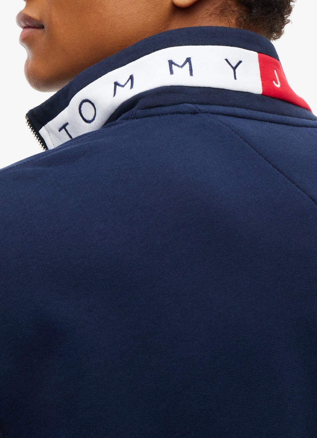 Tommy Hilfiger Schipperstrui met halve rits - detail 2 donkerblauw