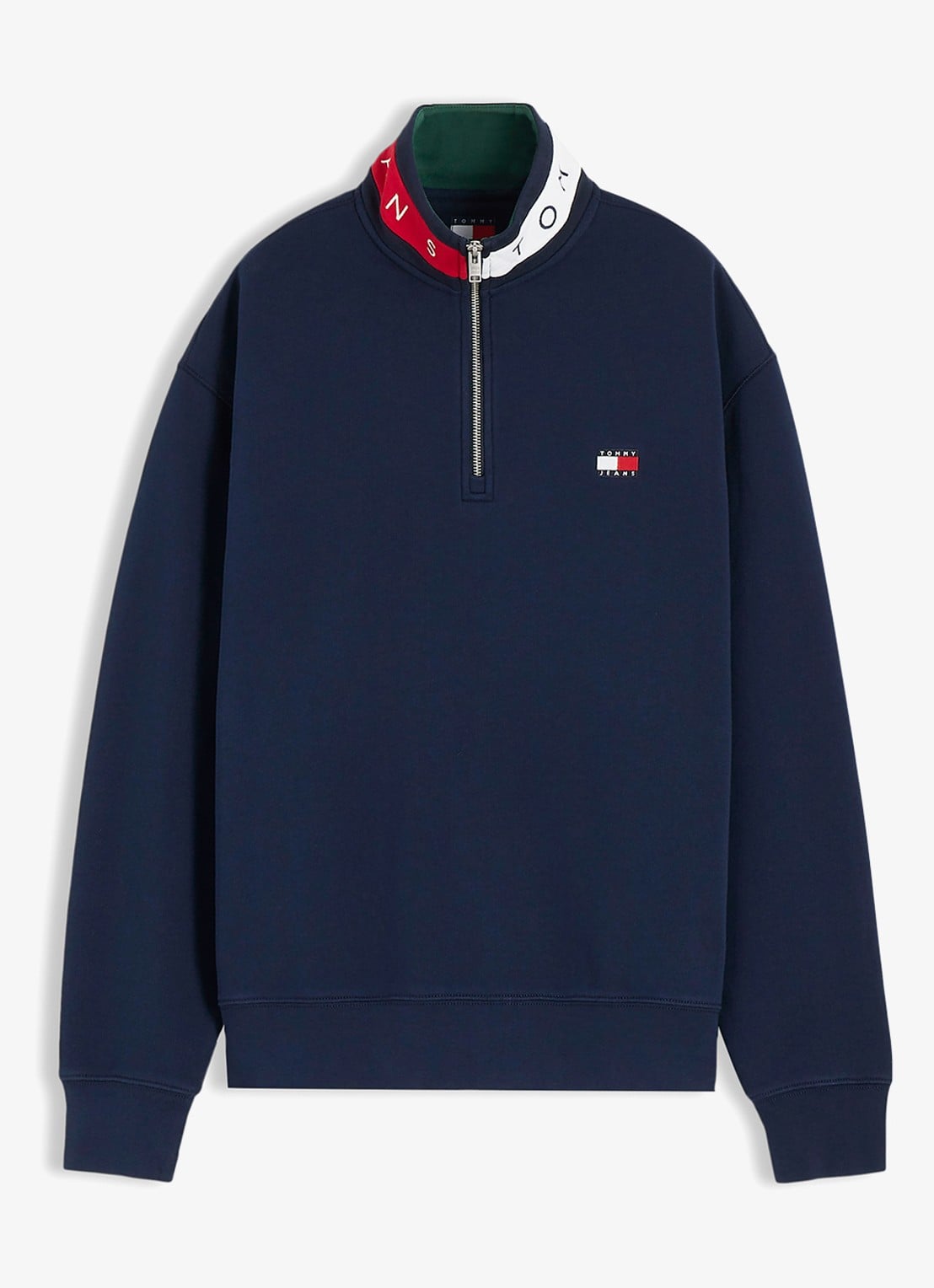 Tommy Hilfiger Schipperstrui met halve rits - voorkant 4 donkerblauw