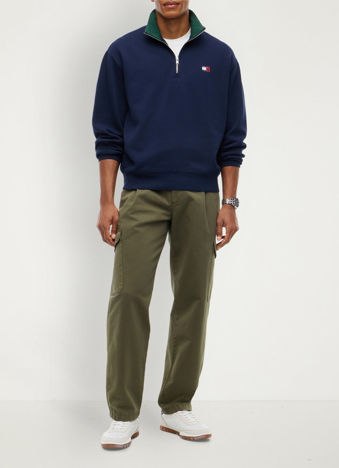 Tommy Hilfiger Schipperstrui met halve rits - voorkant 5 donkerblauw
