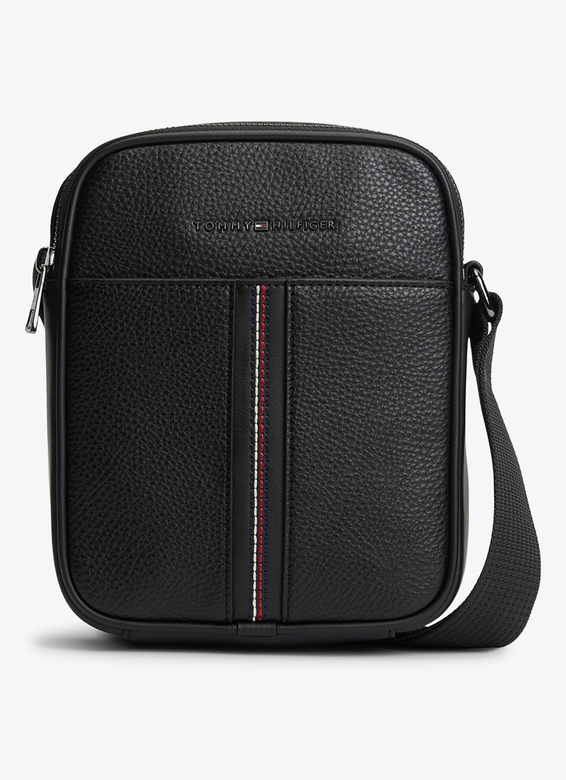 Tommy Hilfiger Schoudertas met logo - voorkant diepzwart