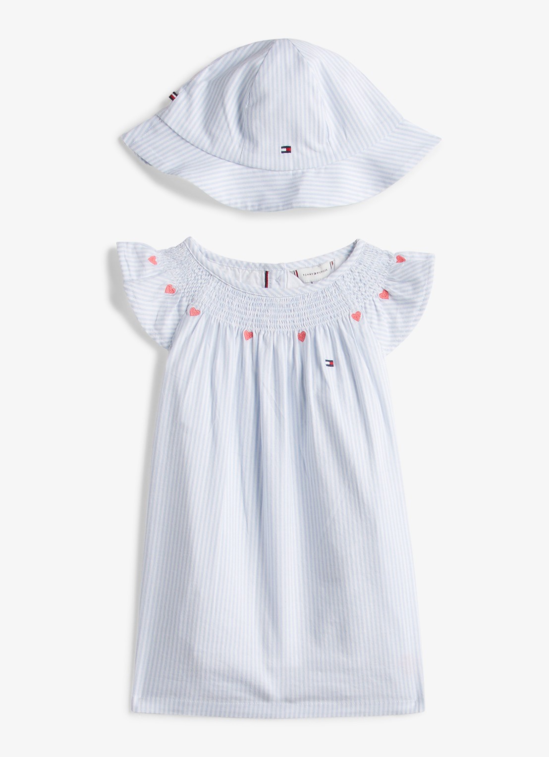 Tommy Hilfiger Set van jurk, bloomer en hoed in giftbox 3-delig - voorkant 2 lichtblauw