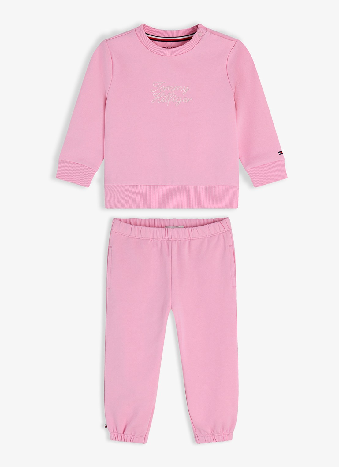Tommy Hilfiger Set van sweater en joggingbroek met logo 2-delig - voorkant lichtroze