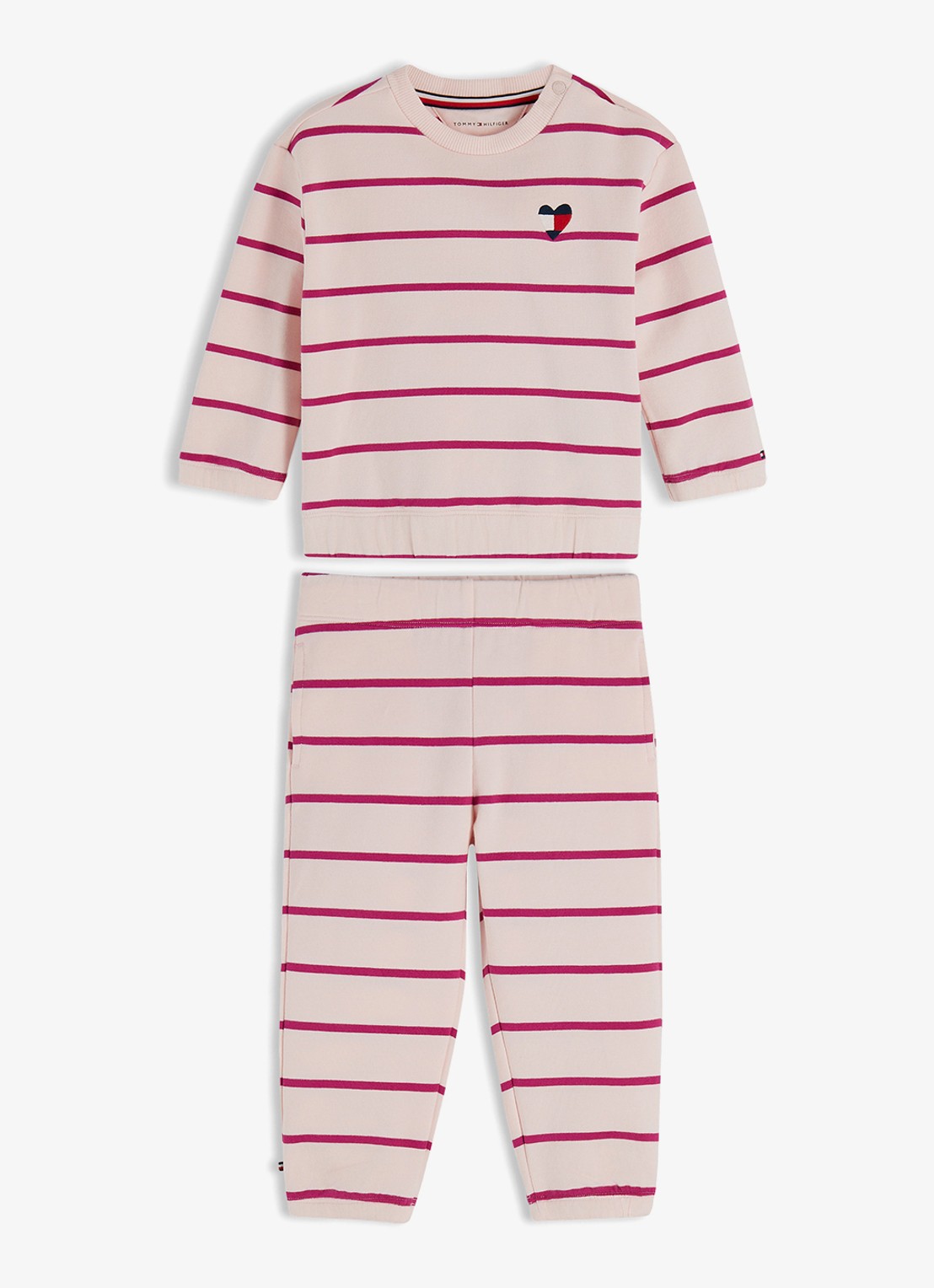 Tommy Hilfiger Set van sweater en joggingbroek met streepprint 2-delig - voorkant 3 roze