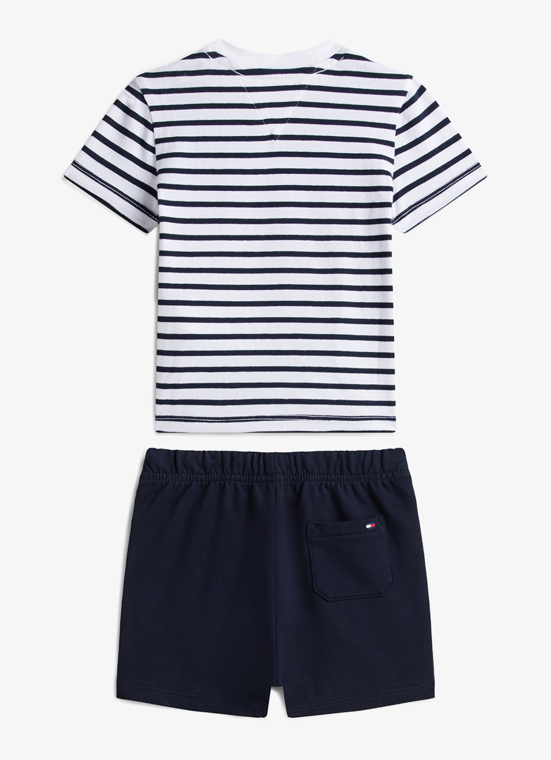 Tommy Hilfiger Set van t-shirt en korte broek met streepprint 2-delig - achterkant donkerblauw
