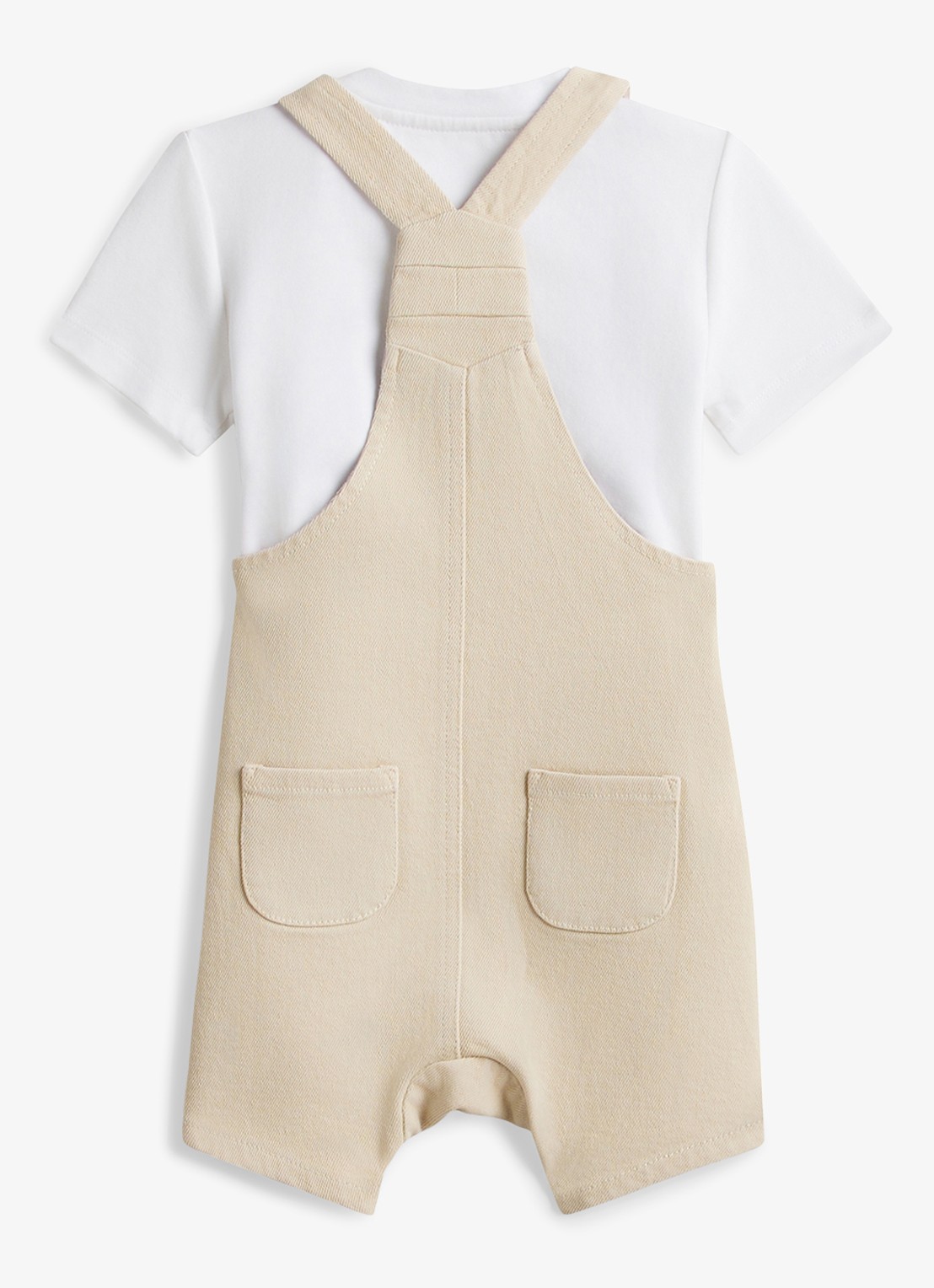 Tommy Hilfiger Set van tuinbroek en t-shirt - achterkant 3 beige