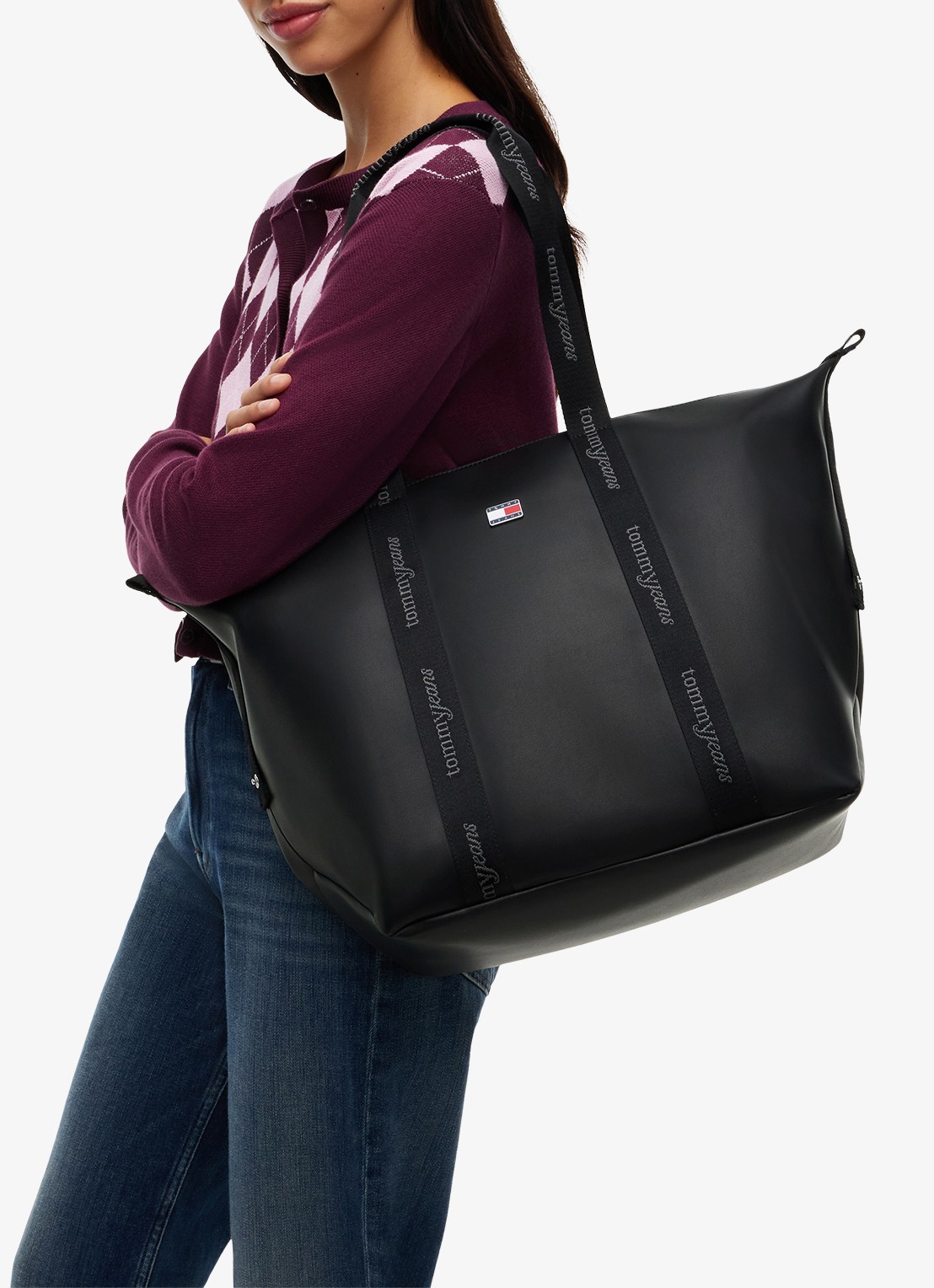 Tommy Hilfiger Shopper met logo - detail 2 zwart