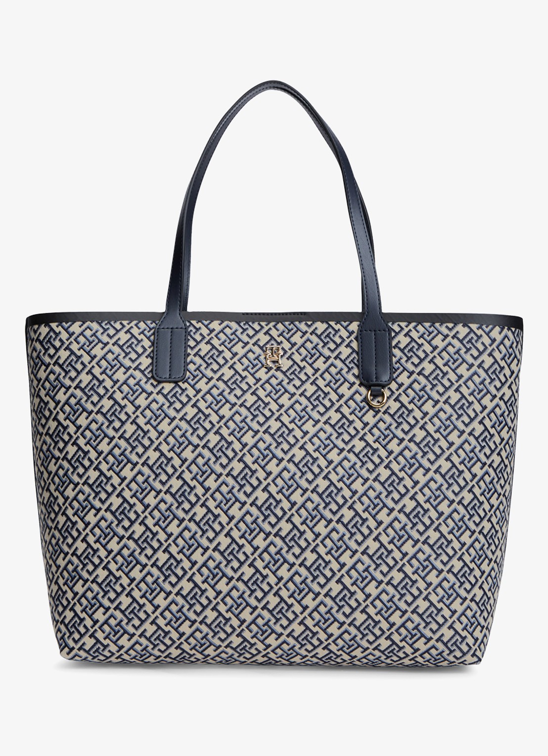 Tommy Hilfiger Shopper met logoprint - voorkant donkerblauw
