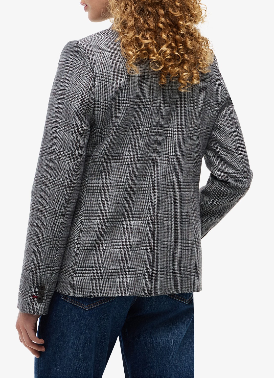 Tommy Hilfiger Single-breasted blazer in wolblend met ruitdessin - achterkant 6 grijs