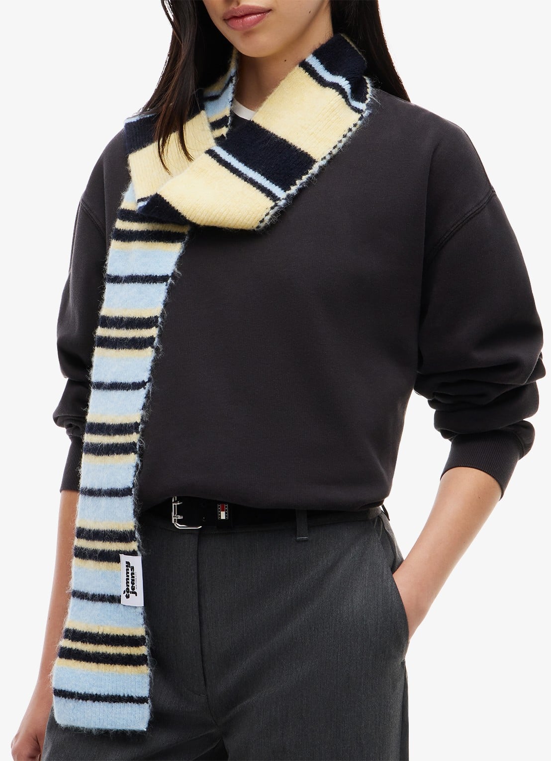 Tommy Hilfiger Sjaal in alpaca wolblend met streepdessin  - detail 2 geel
