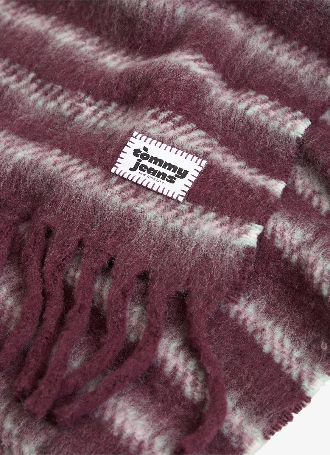 Tommy Hilfiger Sjaal in wolblend met franjes  - detail 3 rood