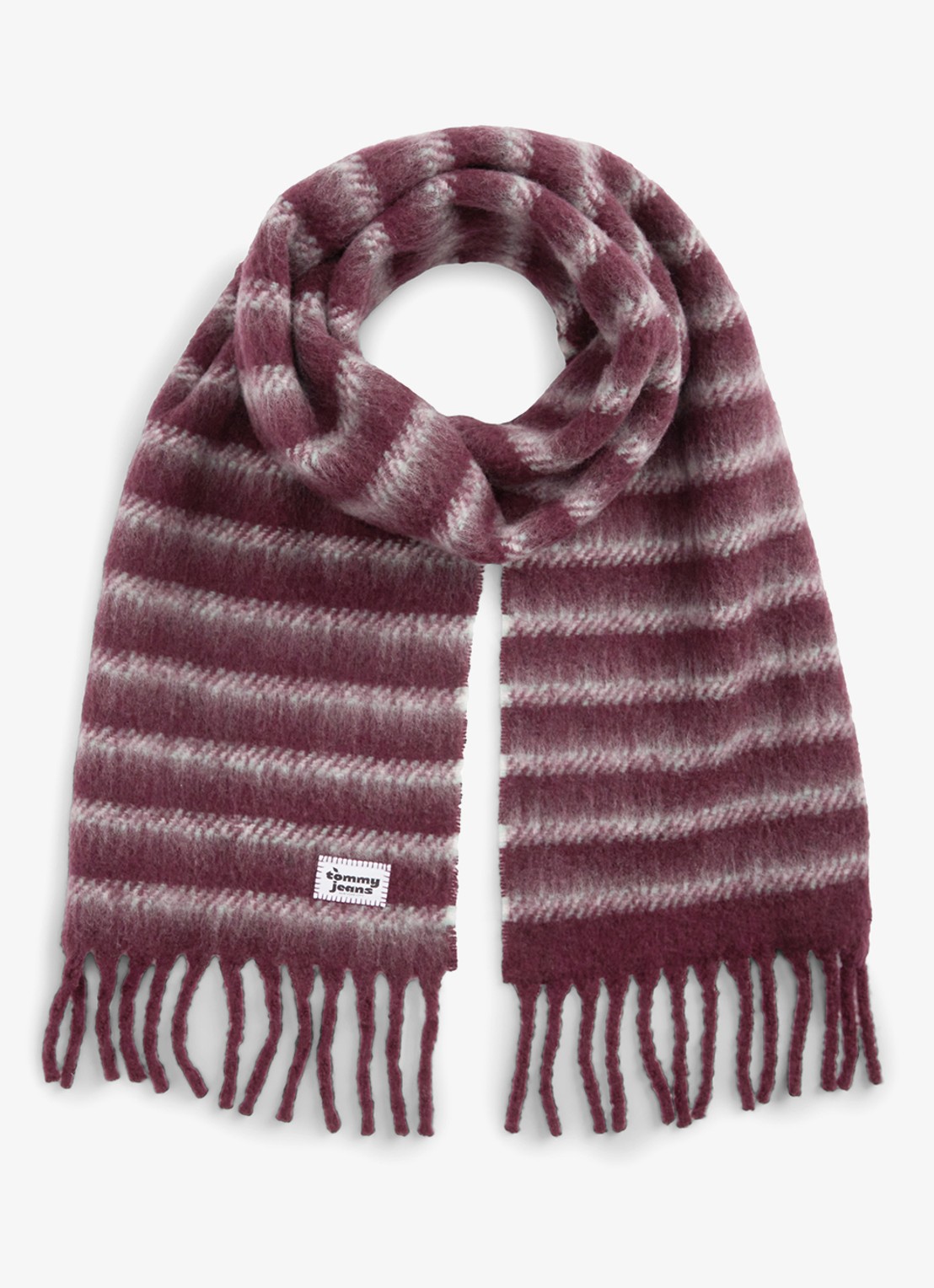 Tommy Hilfiger Sjaal in wolblend met franjes  - voorkant rood