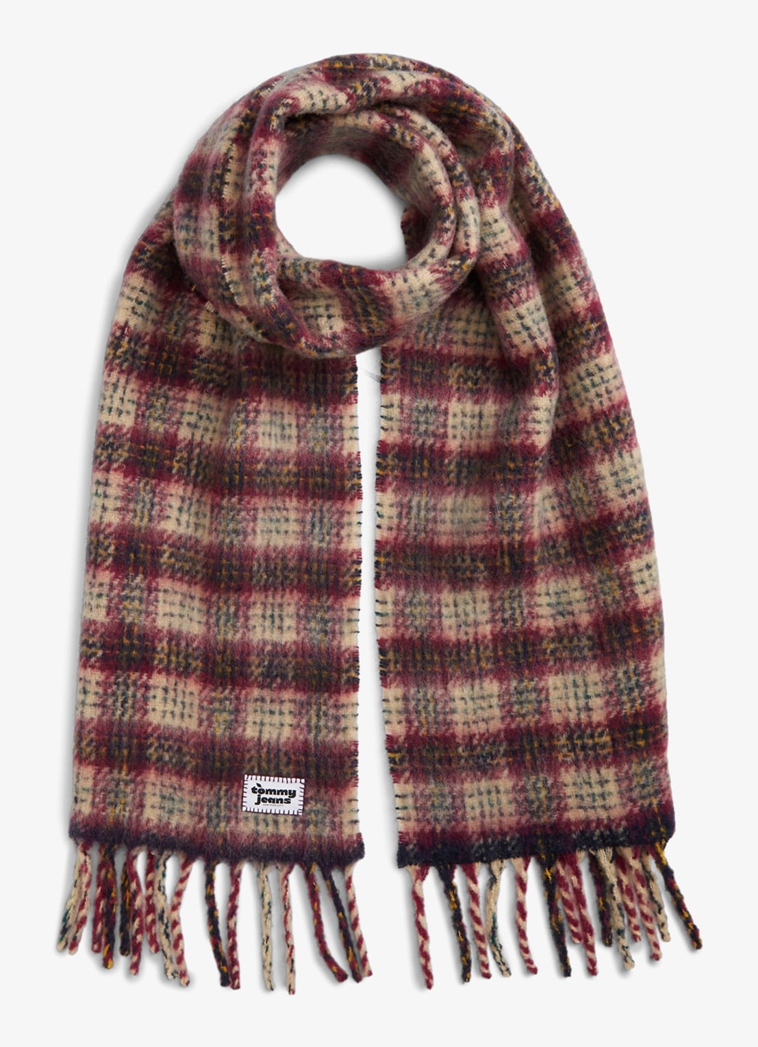 Tommy Hilfiger Sjaal in wolblend met franjes  - voorkant beige