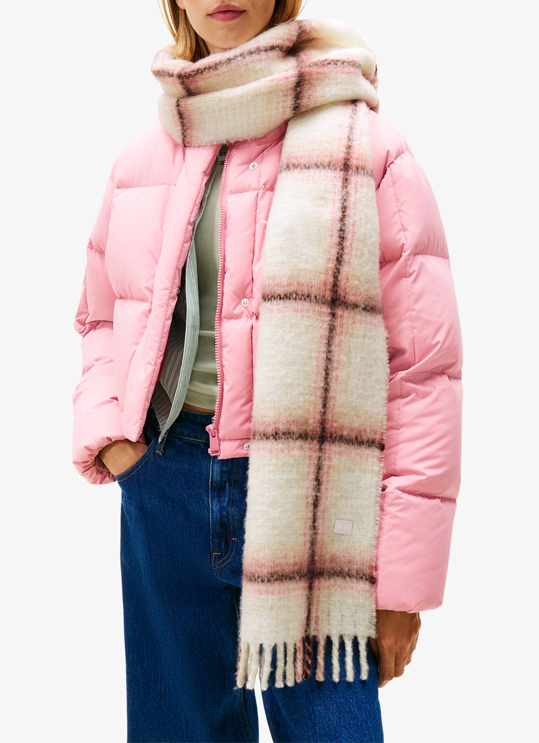 Tommy Hilfiger Sjaal met ruitdessin - detail 4 roze