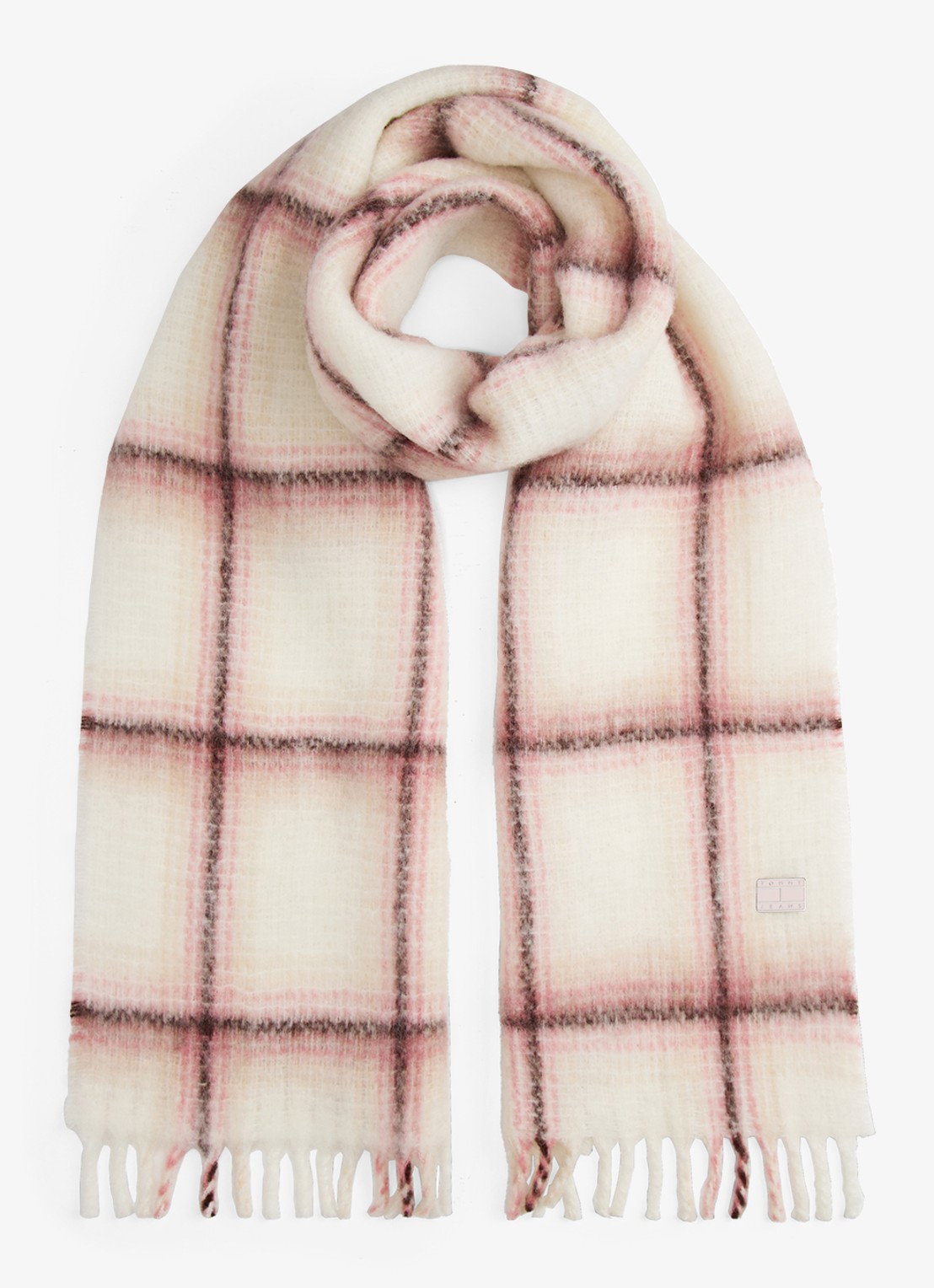 Tommy Hilfiger Sjaal met ruitdessin - voorkant roze
