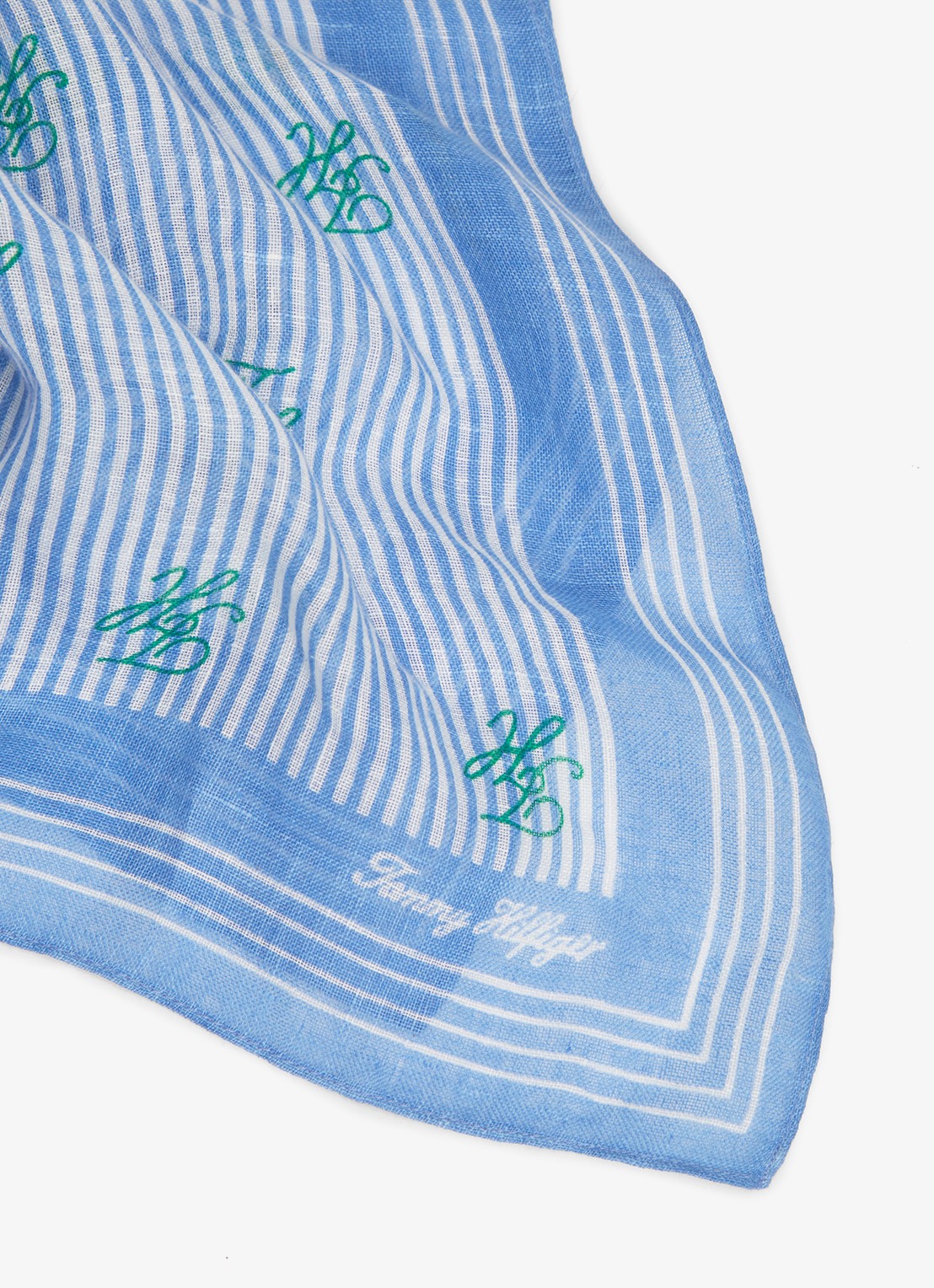 Tommy Hilfiger Sjaal van linnen met streepprint - achterkant 4 blauw