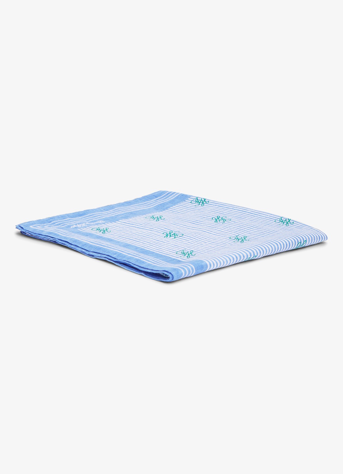 Tommy Hilfiger Sjaal van linnen met streepprint - voorkant 3 blauw