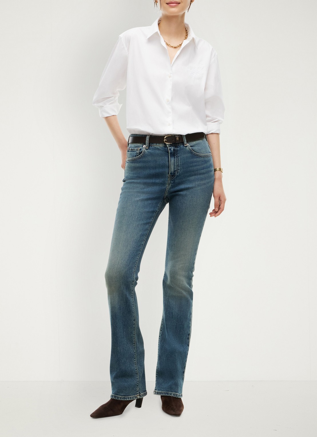 Tommy Hilfiger Skye mid waist flared jeans met steekzakken - voorkant 7 denim