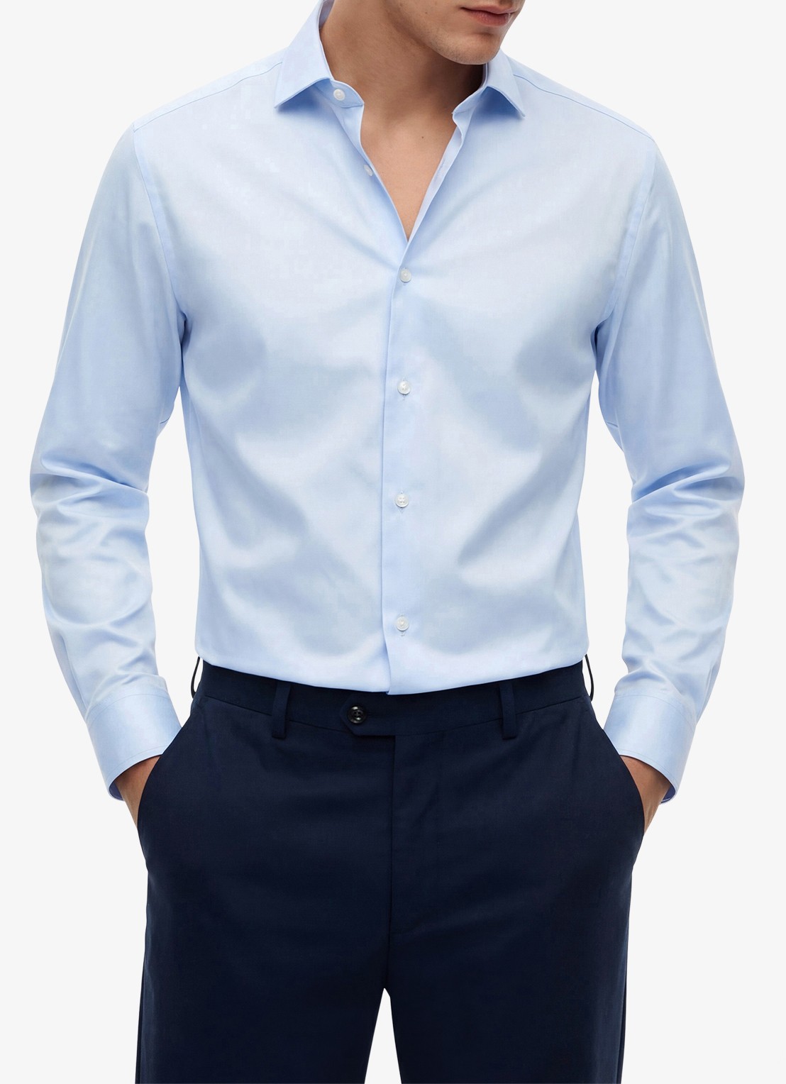 Tommy Hilfiger Slim fit overhemd met button down kraag - detail 4 lichtblauw
