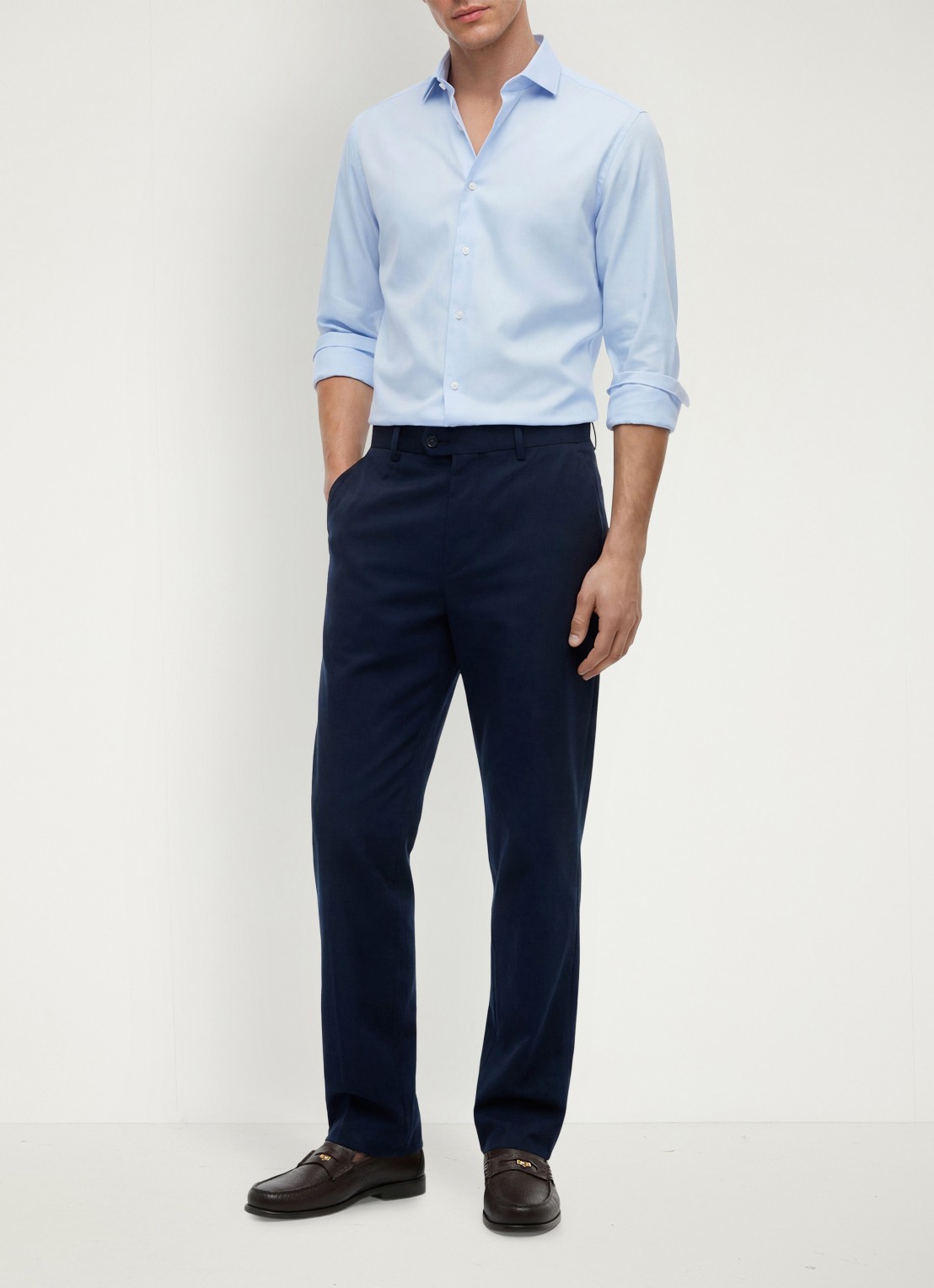 Tommy Hilfiger Slim fit overhemd met button down kraag - voorkant 3 lichtblauw