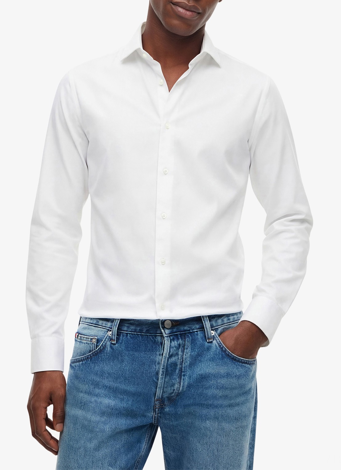 Tommy Hilfiger Slim fit overhemd met button down kraag - detail 4 wit
