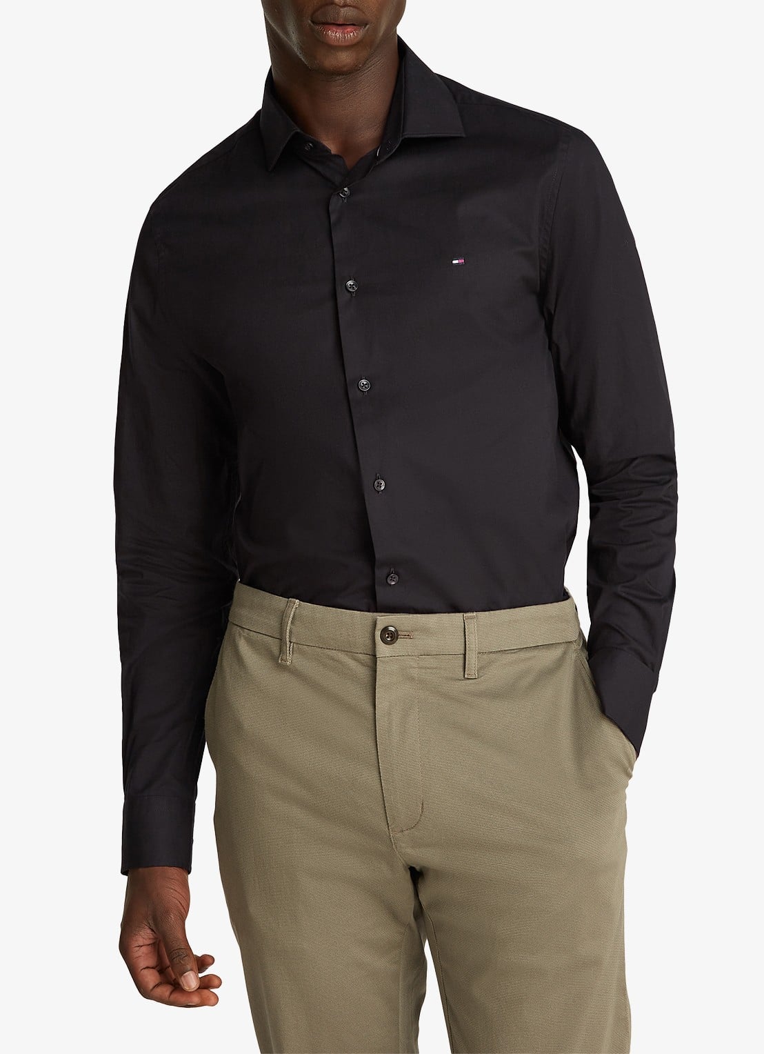 Tommy Hilfiger Slim fit overhemd met logo - detail 2 zwart