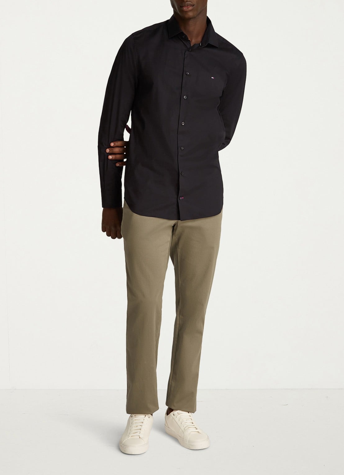 Tommy Hilfiger Slim fit overhemd met logo - voorkant 5 zwart