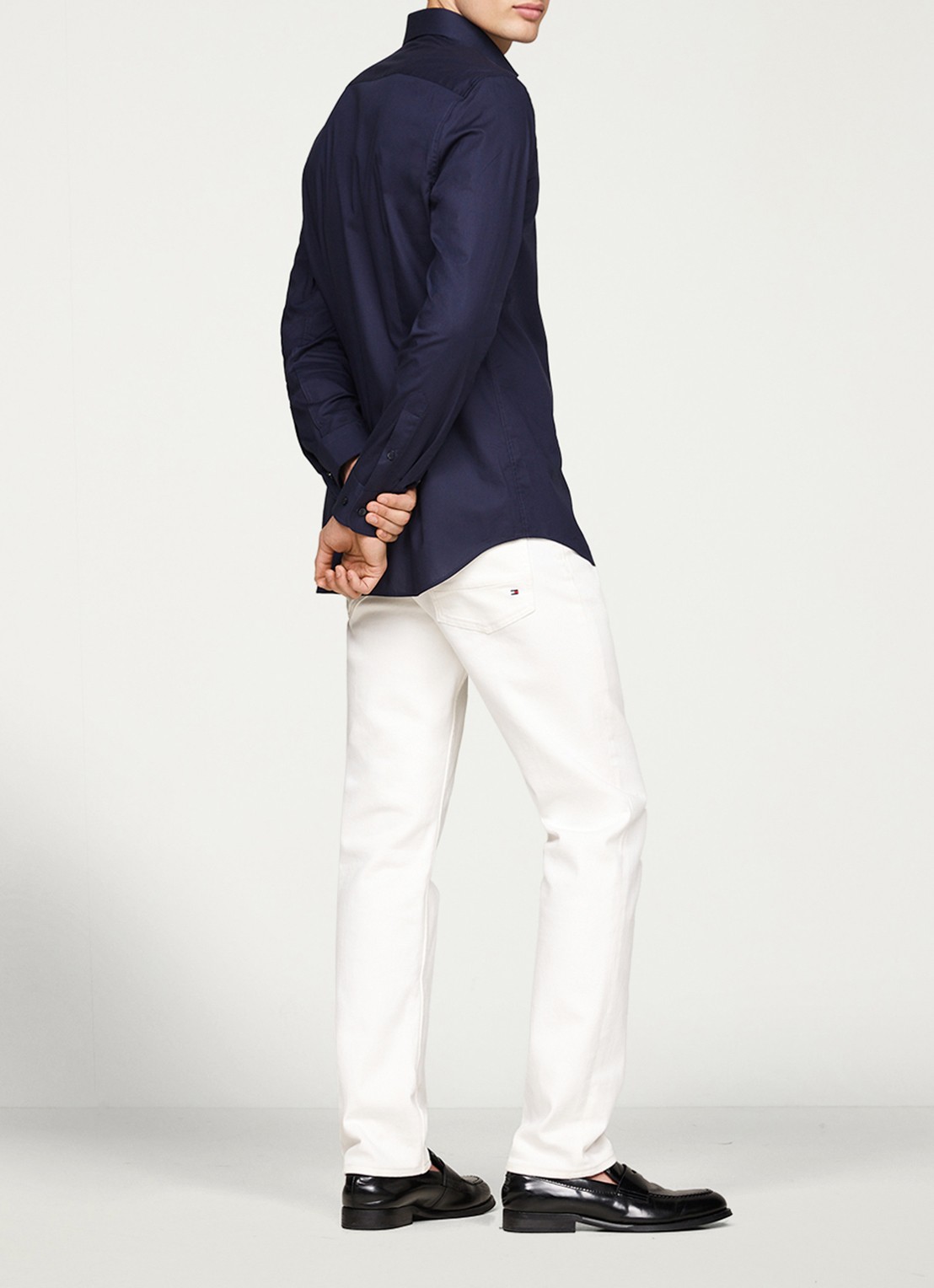 Tommy Hilfiger Slim fit overhemd met logo - detail 2 donkerblauw