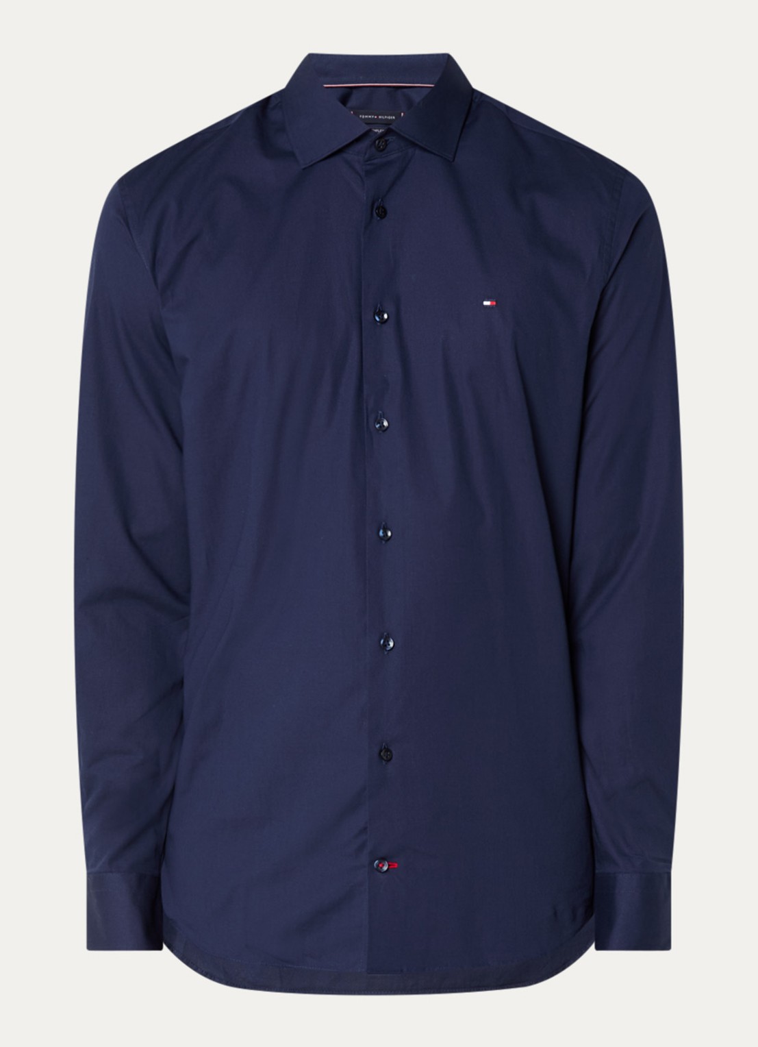 Tommy Hilfiger Slim fit overhemd met logo - voorkant 6 donkerblauw