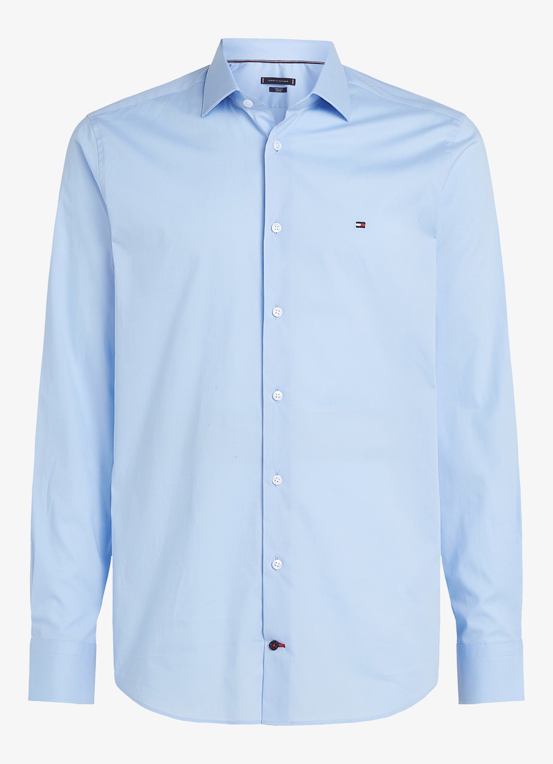 Tommy Hilfiger Slim fit overhemd met logo - voorkant 3 lichtblauw