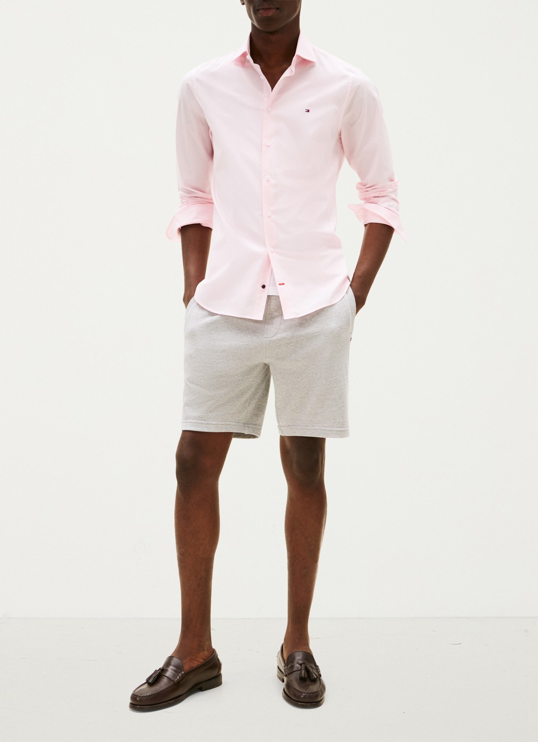 Tommy Hilfiger Slim fit overhemd met logo - voorkant 3 lichtroze