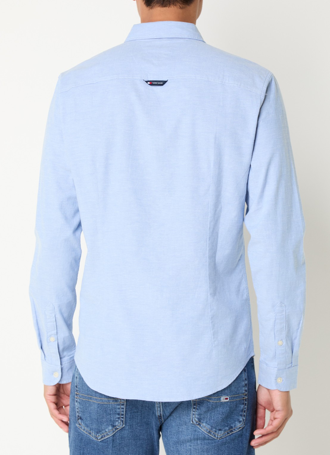 Tommy Hilfiger Slim fit overhemd met logoborduring - achterkant lichtblauw
