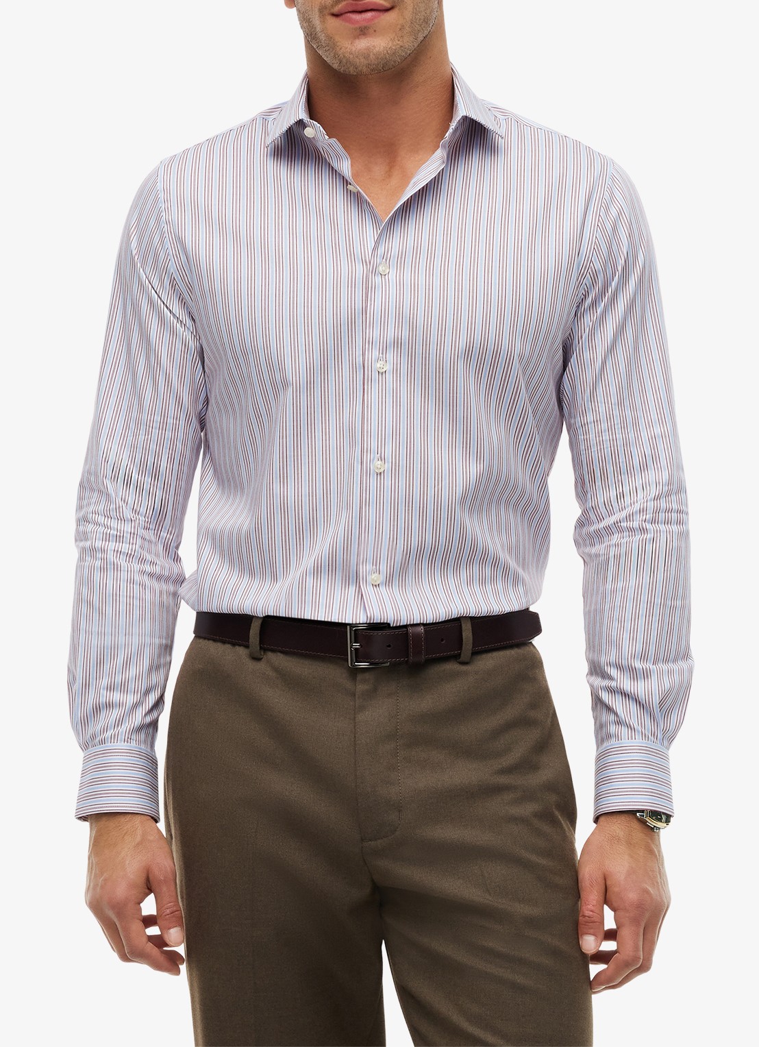 Tommy Hilfiger Slim fit overhemd met streepprint - detail 4 lichtblauw