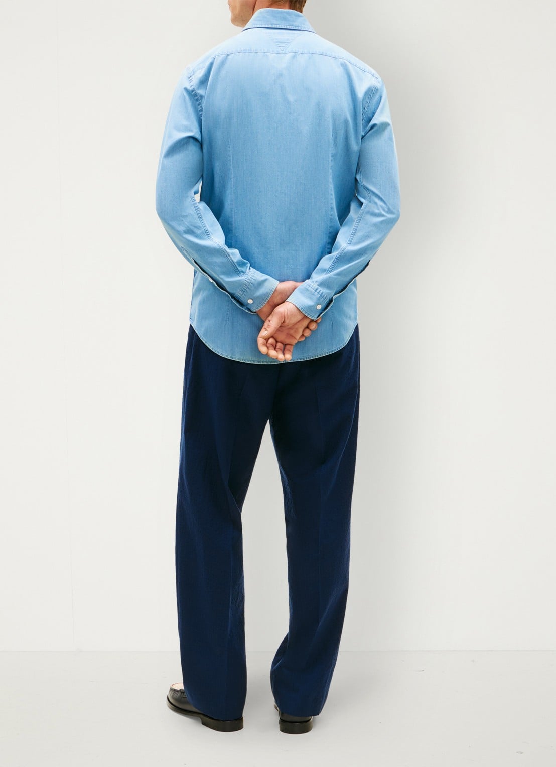 Tommy Hilfiger Slim fit overhemd van denim - achterkant lichtblauw