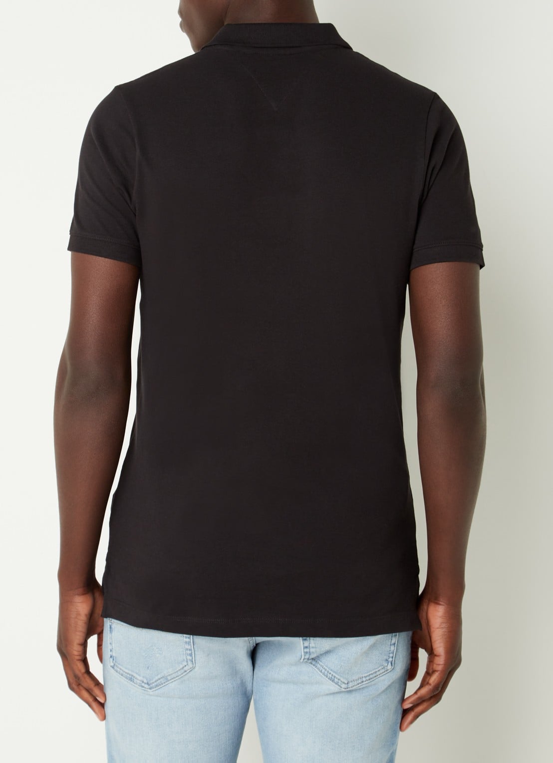 Tommy Hilfiger Slim fit polo van katoen met logo  - achterkant zwart